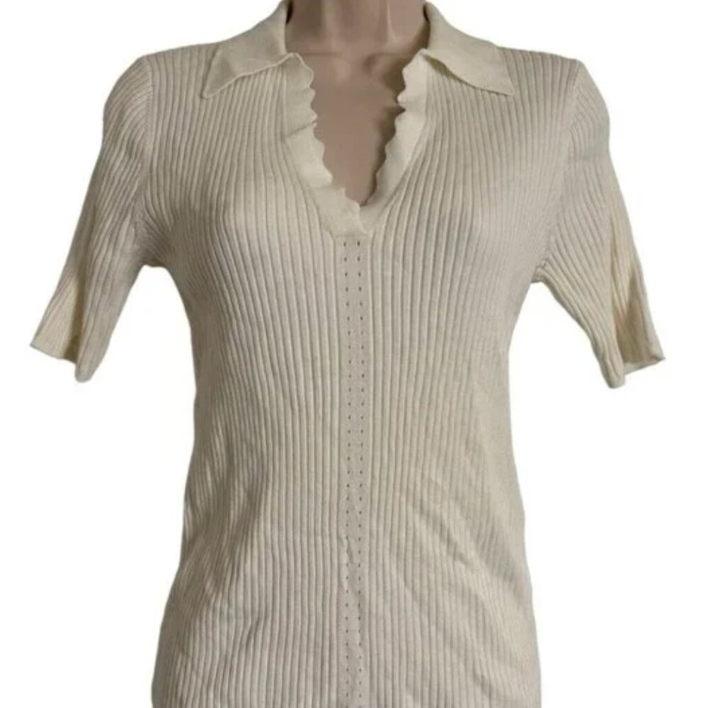 Truth By Republic Stretchy Ribbed Knit Top Ivory Size S w/ tags